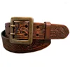 Riemen American Vintage Belt heren puur koper dubbele naald gesp bokkorthuidendensom overalls breedte 3,8 cm