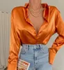 Women's Blouses Office Lady Long Sleeve Shirt Vintage Satin Blouse Fashion Women Tops Autumn Turn Down Collar Loose Clothes Blusas 22717