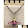 Pendanthalsband Empress Dowager Vivian Sier Edge Threensional Red Ring Purple Bead Meteor Size Halsband B8176 Drop Delivery Jewelr Dhn4y