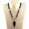 Pendant Necklaces MOODPC Fashion Bohemian Tribal Artisan Jewelry Black Stone Knotted With Arrowhead Charm Women Necklace