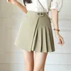 Jupes Coréen mignon taille haute a-ligne Mini jupe plissée mode bouton femme jupes courtes femme printemps été jupes décontractées 230506