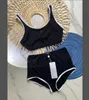 Frankrike strand svart tvådelar baddräkt för kvinnor designer badkläder bikini kvinnor badkläder baddräkt sexig kvinnan hela bokstaven bikinis