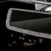 New Rhinestone Car Interior Rearview Mirror Decor Charm Crystal Diamond Rear View Mirror Cover Bling Car Accessories for Girls