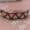 Strand Pink Heart Miyuki Bracelet Réglable Custom Design Women Woven Bead