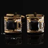 Gemelos Tough Square Zircon Stone Gemelos para hombre Camisa de lujo Traje Gemelos Black stone Gemelos Accesorios de regalo para hombre 230506