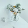 Decorative Flowers 1Bunch Mixed Rose Daisy Baby Breath Preserved Dried Mini Bouquet With Vase Pography Decoracion For Wedding Home Decor