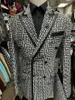 Erkekler Suits Blazers Blazer Setleri Çift Kelime Son Palto Pantolon Terno Maskulino İnce Fit Ekose Smokin Parti Düğünü Erkekler için 230506