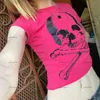 女性用Tシャツ2000年代ストリートウェアハラジュクサマーエグールクロップトップスリムゴス半袖ティーY2Kゴシックスカルプリントかわいい赤ちゃんダークエモクラブZ0506