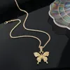 Pendant Necklaces 2pcs Gold And Silver Necklace Ladies Hip Hop Style Small Fresh Butterfly With Full Of Diamonds Collarbone Jewelry 230506