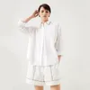 Kadın bluzları bahar oein pamuklu yaka gömleği klasik boncuk tasarımcısı basit gevşek uzun kollu beyaz kadın üstleri