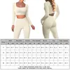 Women's Tracksuits 2 Piece Workout Outfits Ribbed Active Sets Tummy Control Solid Color Sexy Girls Tight Fitting Yoga Sets for Women Exercise P230506