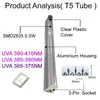 T5 LED UV 390nm 395nm 400nm 405nm Tubo 4ft 2ft 1ft 5-30W AC100-240V Luzes integradas 2835SMD BLUBS LAMP