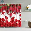 Gardiner japansk stil körsbärsblommor röd ros dusch gardiner badrum gardin frabisk vattentät polyester badrum gardin med krokar