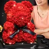 Fleurs décoratives Rose Ours Fleur Teddy Saint Valentin Cadeaux Pour Son Mariage Romantique Mère Anniversaire Anniversaire Graduation