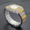 Нарученные часы Drop Luxury Square Watch for Men Fashion Shiny Hip Hop Diamond Brстопишные часы Стильные водонепроницаемы