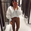 Women s Blouses Shirts Snican basic white peter pan collar women blouse long sleeve office ladies uniform shirt za autumn spring camisa mujer chic 230506