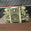 Men039s Belt with lighter Golden skull lighter belt buckle metal lighters Kerosene lighter belt for men gift J01214593459