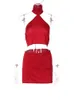 Sukienki robocze seksowne kantarne solidne guziki koronki Up Cute Camis Top Slit Spirt Red 2 -Piece Sets 2023 Summer Bandage Bandage Prezentacja plażowa