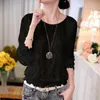 Women's Blouses Shirts Summer Casual White Lace Clothing Fashion Long Sleeve New Tops Shirts for Women Elegant Black O-neck Blouse Ladies Blouses 51C P230506