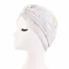 Moda Donna Hijab Turbanti Chemio Cap African Shiny Print Bonnet Knot Cancer Perdita di capelli Cappello Copricapo indiano Copricapo Mujer Foulard