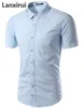 Men's Casual Shirts Summer Fashion Mens Shirt Casual Slim Fit Business Formal Shirt Short Sleeve Mens Solid Chemise Homme Asian Size M-3X 230506