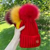 Beretten bont pompoms hoed mode 2023 echte ball hoeden winter cap kinderen jongen meisje aldult houd warme grote pom poms ski