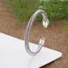 Bangle Cable Bracelets Men Twist Bracelet Charm Bracelet 7mm Women Wedding Designer Cubic Zirconia Crystal Open Bracelets