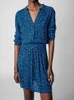 Spódnice wiosenne i letnie koszule kobiety niebieskie lampart topy Rayon Materiał Kobiety spódnice kobiety sukienki 230506