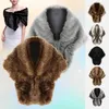 Women's Fur One Size Winter Cape Wedding Cloak Faux White/Black Shawl Wraps Women Formal Dress Shawls Imitation Hair Stoles