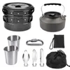 Camp Kitchen 2-3 person Aluminum Alloy Outdoor Camping Cookware Set Picnic Pot Fry Pan Kettle Set P230506