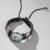 Bracelets porte-bonheur Vintage Bracelet en cuir hommes rétro perles en bois ethnique Tribal Bracelet corde bijoux amant cadeau en gros