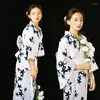 Etnik Giyim Kimono Kadın Resmi Elbiseler Geleneksel Sonbahar Kırmızı Japon Pogerya Turu Po Kız Basılı Elbise