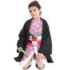 Klädtecknad kläder Kamado Nezuko Cosplay Costume Demon Slayer Uniform Clothes Kimono Wig Props Set Halloween For Kids ADT Drop Deliv