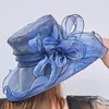 Wide Brim Hats Of Women'S Headdress Bridal Tea Party Wedding Hat Flower Mesh Sun Visor Beach Sunscreen Kayaking Clothes For Women