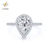 Luster Jewellery Solid 10k/14k/18k Real Gold 4carat Pear Shape Moissanite Diamond Engagement Wedding Rings for Girl