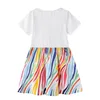 소녀의 드레스 zeebread zebra 프린트 패션 여름경 면화 여자 아기 귀여운 의상 짧은 소매 어린이 학교를위한 캐주얼 드레스 230506