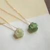 Anhänger Halsketten Natürliche Hetian Jade Pflaumenblüte Anhänger Halskette 925 Sterling Silber Galvanisch Gold Schlüsselbeinkette Hohl Exquisite Schmuckstücke 230506