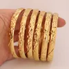 バングル8mm 6pcslot dubai gold bangles for lemen men 24kカラーエチオピアのブレスレット