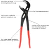 Tang Water Pump Pliers QuickReleasePlumbing Pliersストレートジョーグルーブジョイントセットコンビネーションツール調整可能なユニバーサルレンチパイプ