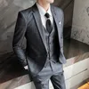 Męskie garnitury Blazers butikowy garnitur kamizelki spodni męski dżentelmen mody dżentelmen komfortowy w kratę szczupła sukienka trzyczęściowa garnitur 230506