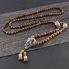 Collane con ciondolo Perline di legno retrò Testa di Buddha Maglione Catena Uomini e donne Personalità Collana di moda Abbigliamento Accessori all'ingrosso