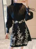 Two Piece Dress Runway Autumn Skirt Suit 's Sets Fashion Lantern Sleeve Bows Chiffon Blouses Tops Vintage Beaded Flower Appliques Skirts 230506