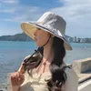 Breda brimhattar 2023 Anti-uv Women Sun Hat Outdoor Beach Fashion Bucket Cap Foldbar Female Fisherman Casual Visor