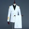 Erkek Suit Blazers Mens Captain Suits Lapel Havayolu Pilot Kaptan Takım Kostüm Fantezi Elbise Pantolon Damat Düğün Takım Blazer İnce Fit 230506