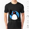 T-shirts homme bonjour Pengu chemise coton bricolage impression Pingu dessin animé 80 s 90 s mignon enfants enfants drôle rétro noir bleu Simple