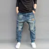 Men's Jeans Mens Jeans Casual Joggers Plus Size Hip Hop Harem Denim Pants Camouflage Patchwork Quality Trousers Blue Color Male Clothes 230506