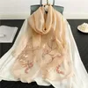 Scarves Silk Wool Scarf Embroidered Magnolia Women Flower Shawls Wrap Lady Travel Pashmina High Quality Winter WholesaleScarves