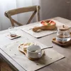 Tovagliette Stile giapponese Zakka Doppi strati Goccia d'acqua Lino Tazze da tavola Tazze da pranzo Placemtas Centrini decorativi Quadrato Rettangolo