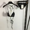 Vintage bikinis mayo kadınları seksi bölünmüş metal toka mayolar yaz havuzu parti spa sutyen brifi moda iç çamaşırı