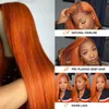 Lace Wigs 32 34 Inch Orange Ginger Front Human Hair 13x4 Body Wave Pre Plucked Colored For Women 230505